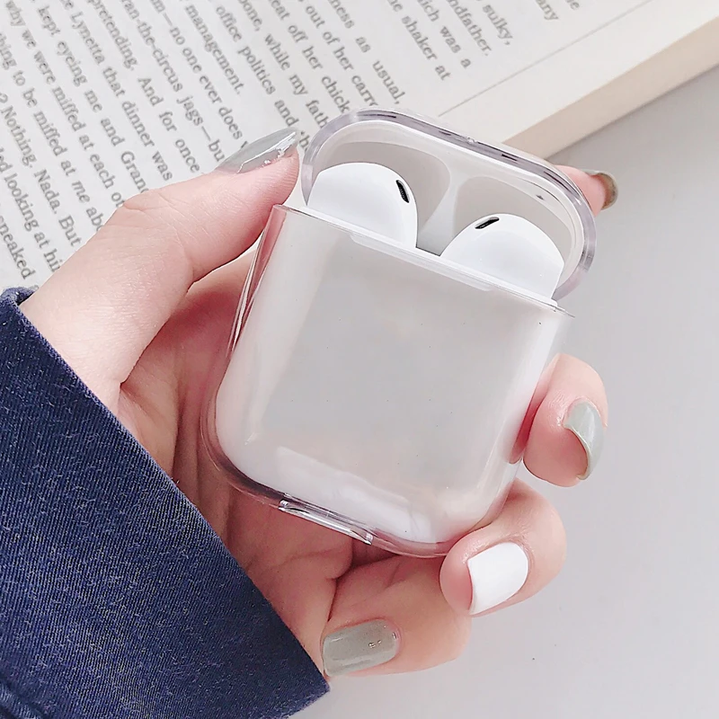 Прозрачный чехол для Apple AirPods 2 прозрачный наушников Air Pods 1 футляр зарядки жесткий