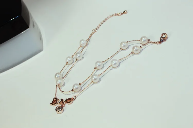 2018 Новое поступление любителей моды pearl браслет-цепочка двухслойные хрустальное