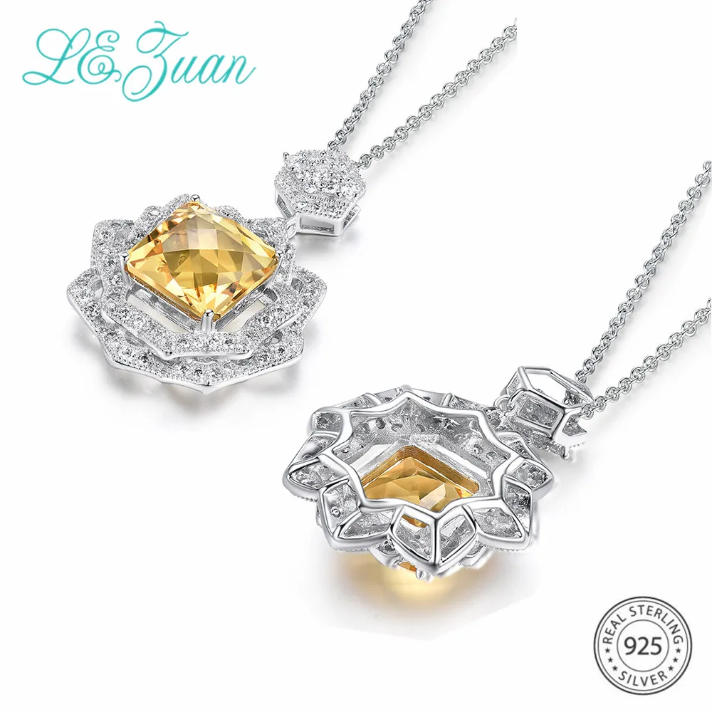 L& zuan 11.95CT каменный из натурального цитрина набор свадебных ювелирных изделий из чистого серебра 925 пробы прекрасные желтые серьги-гвоздики с камнями/кулон