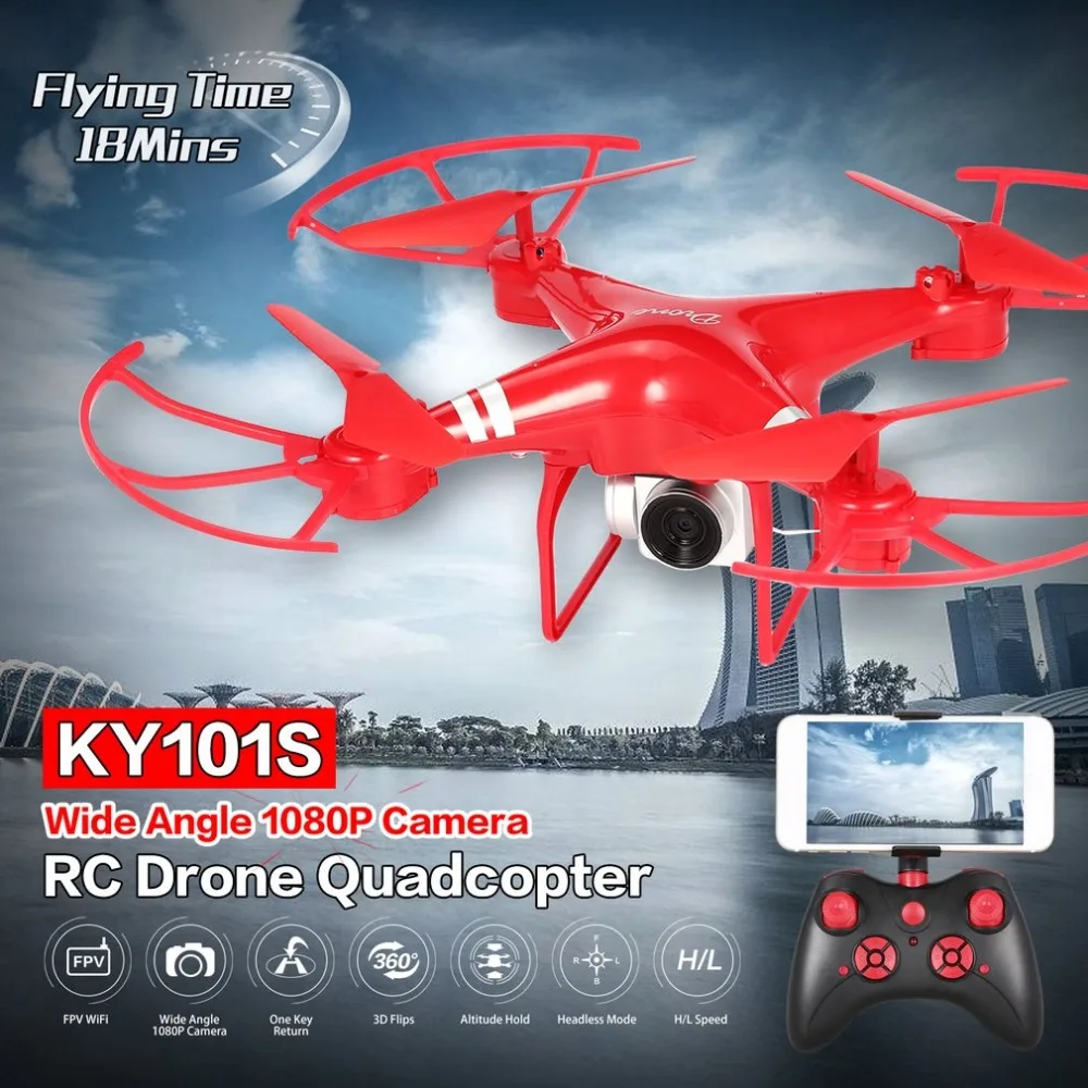 KY101S WiFi FPV широкоугольный 720/1080P камера селфи RC Дрон режим удержания высоты Безголовый 3D переворачивает один ключ возврата Квадрокоптер