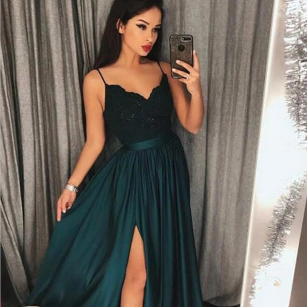 

Длинное платье Bbonlinedress на тонких бретелях, с высоким разрезом, для выпускного вечера