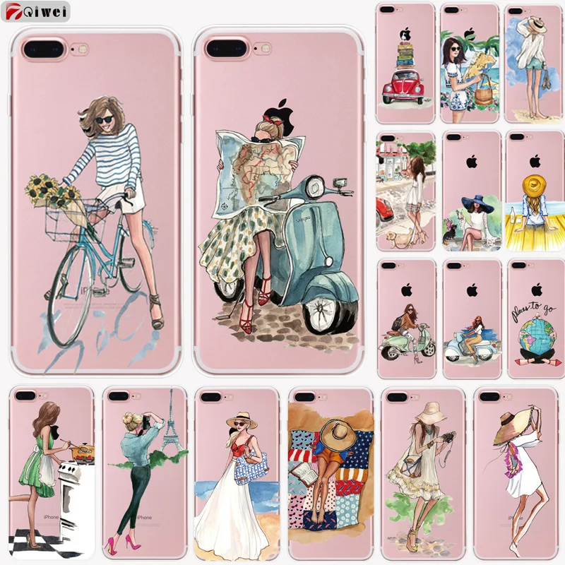 Чехол для iphone XS Max 11 чехол девушки прозрачный силиконовый мягкий из ТПУ XR X 7 7plus 8 6 6S