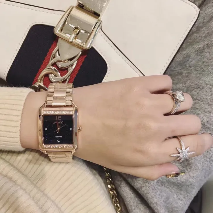 Часы наручные Mashali женские кварцевые брендовые модные роскошные со стразами с