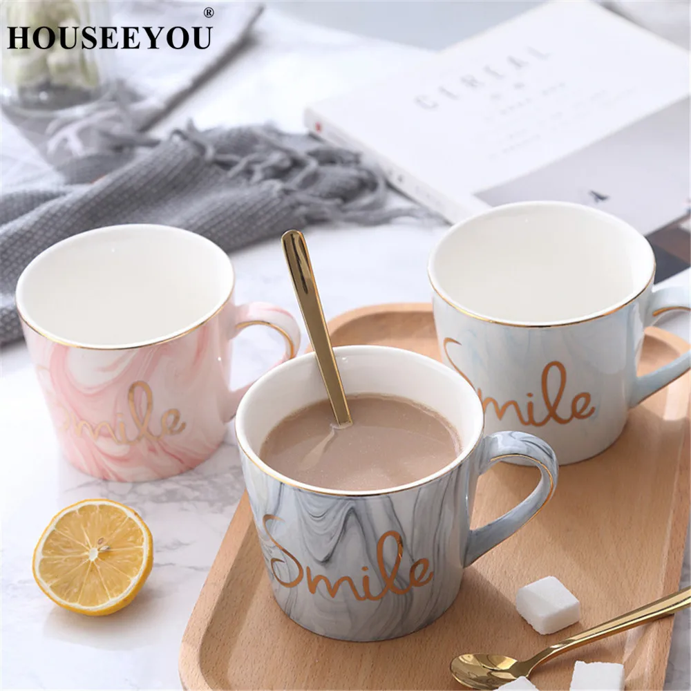 HOUSEEYOU ручная роспись натуральный мрамор фарфор кофейные чашки пара кружка с