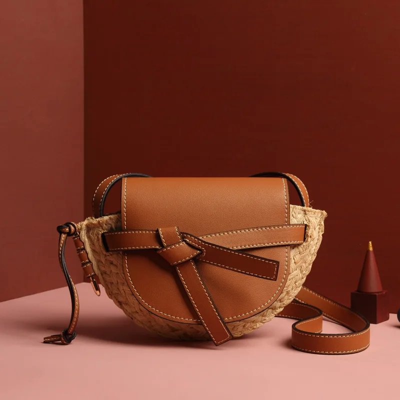 Летние модные женские туфли кожаная сумка сумочка Соломенная Сумка Tote Винтаж