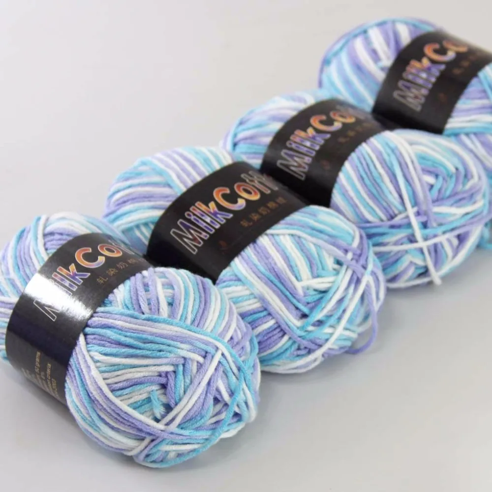 Разноцветный шарф из мягкой хлопчатобумажной шерсти 4 шт. х 50 г трикотажная