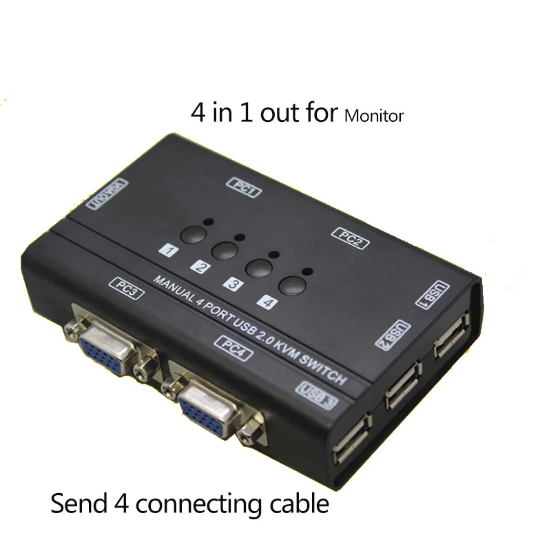 4 порта USB2.0 KVM переключатель ручного управления шт. хостов на 1 комплект USB