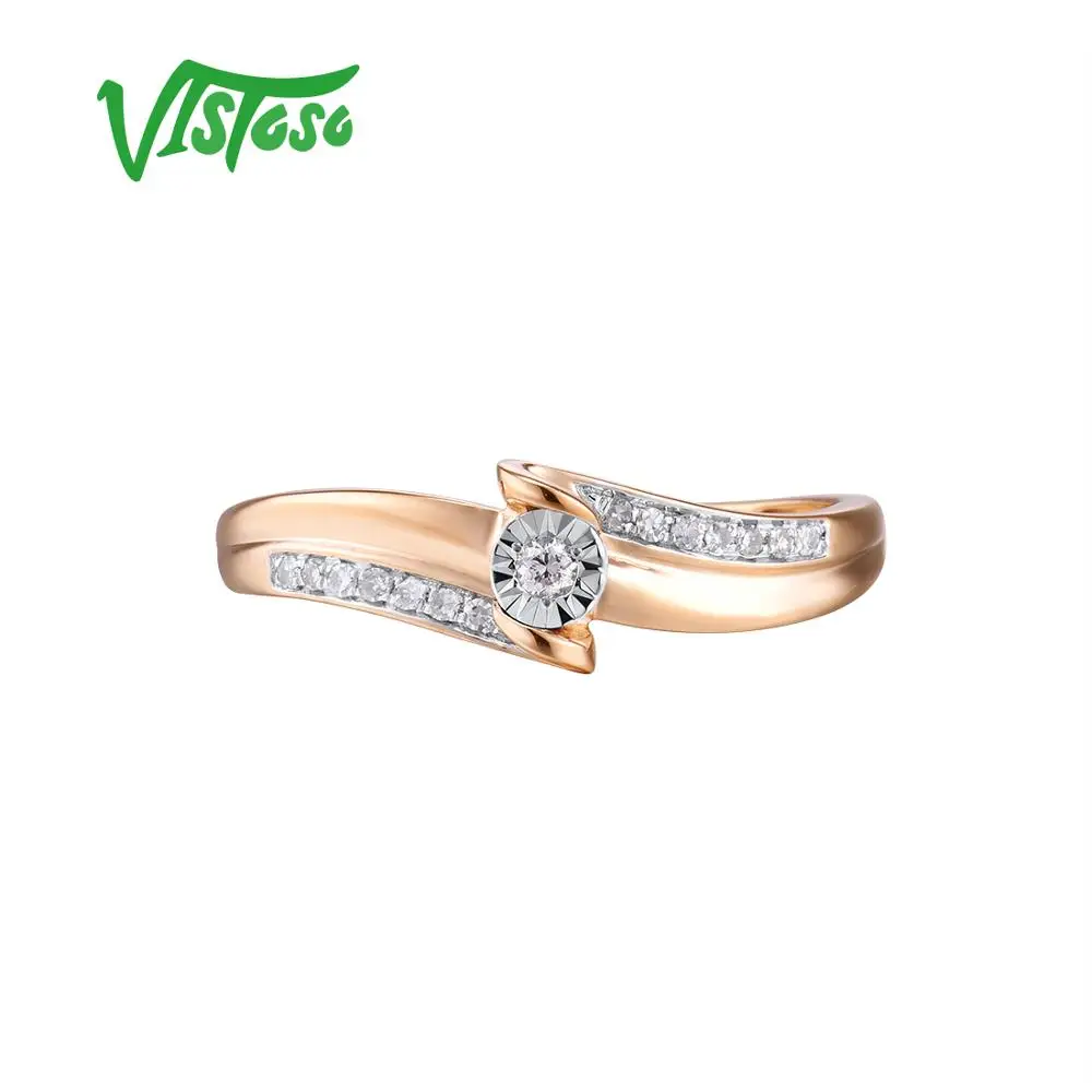 Женское двухцветное кольцо с бриллиантами VISTOSO Pure 14K 585 набор из золота сияющей