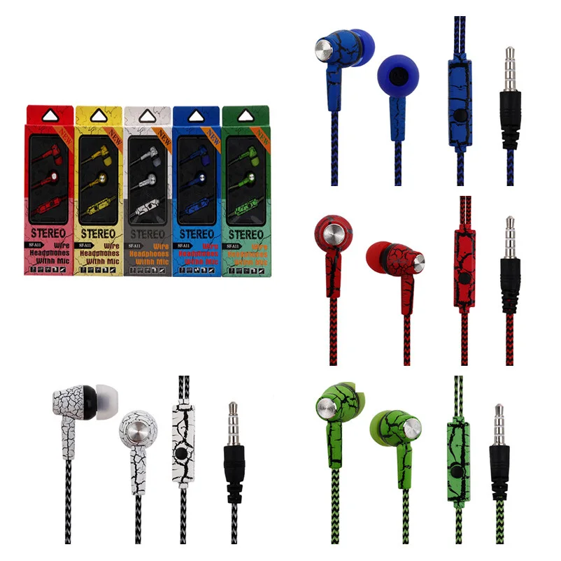 Трещина Плетеный SF-11 in-ear Наушники-вкладыши Проводная гарнитура с микрофоном