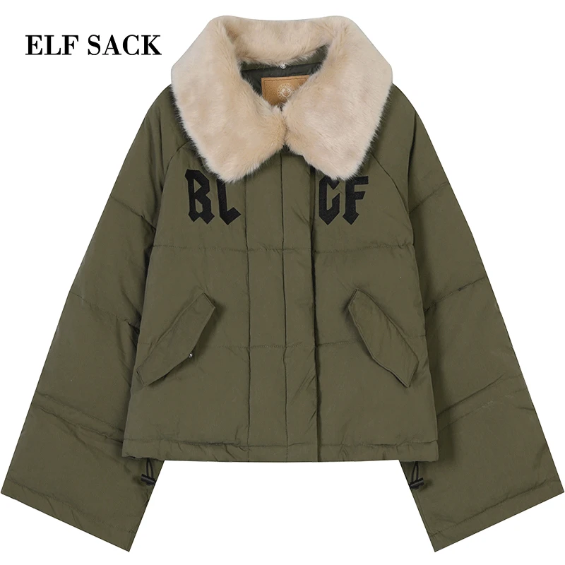 ELFSACK New Woman Coat Casual Letter Zipper Patchwork Women Jackets Streetwear Femme Padded For Winter Wearing | Женская одежда