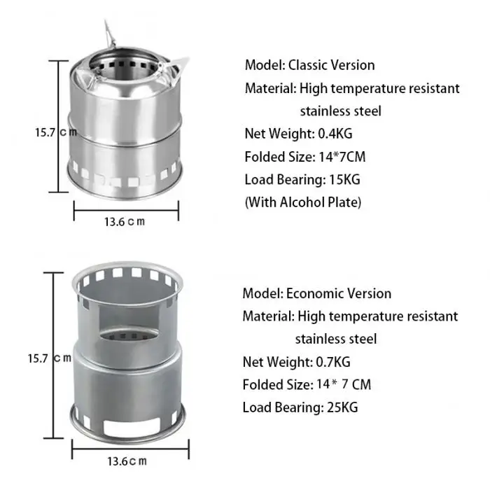 Уличная плита 1 шт. походная легкая печь Складная ветрозащитная дровяная печь для пикника барбекю кемпинга DOG88