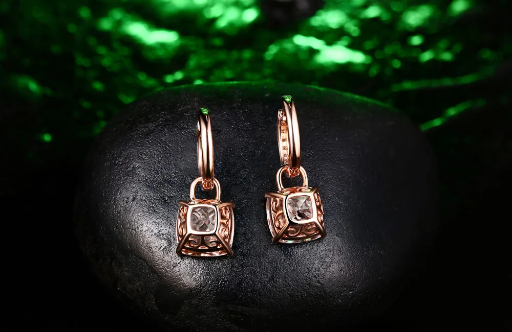 4.31ctw морганит Diamond Drop Длинные висячие серьги реального 18kt розовое золото новое поступление