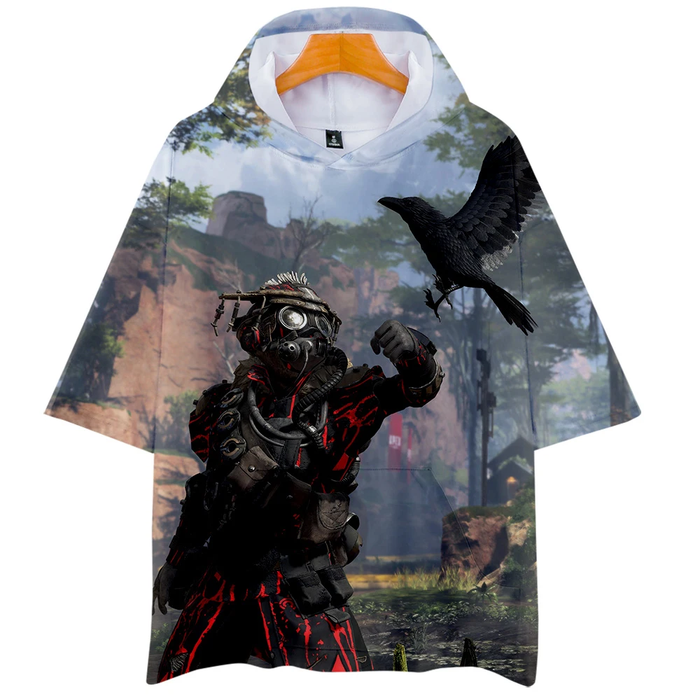 Одежда Apex Legends популярная футболка с коротким рукавом и капюшоном унисекс для