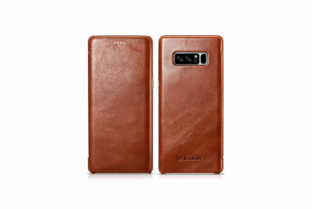 Округленными изогнутыми краями Винтаж в ретро-стиле для samsung Galaxy Note 8 Note8 бренд icarer натуральная из натуральной коровьей кожи кожаный чехол
