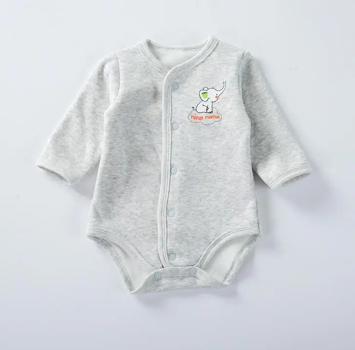 grey melange Одежда для малышей; плотные теплые детские комбинезоны с длинными рукавами; детская одежда для девочек; Одежда для маленьких мальчиков; комбинезон; детские комбинезоны с застежкой спереди - Цвет: grey melange
