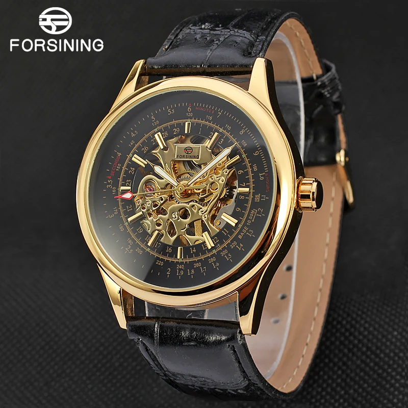 FORSINING Мужские автоматические часы модные Tourbillon полые механические бизнес с