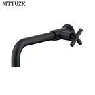 Брызгозащищенный настенный длинный Смеситель для бассейна MTTUZK для ванной комнаты, хромированныйчерный латунный Смеситель для раковины, смеситель для кухни