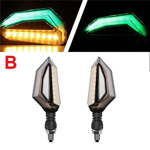 2 pieces Green B Светодиодный мотоциклетные указатели поворота 12 V Индикатор Moto Clignotant мигалка DRL лампы для Kawasaki GPZ500S EX500R VERSYS 650 Z900RS - Цвет: 2 pieces Green B