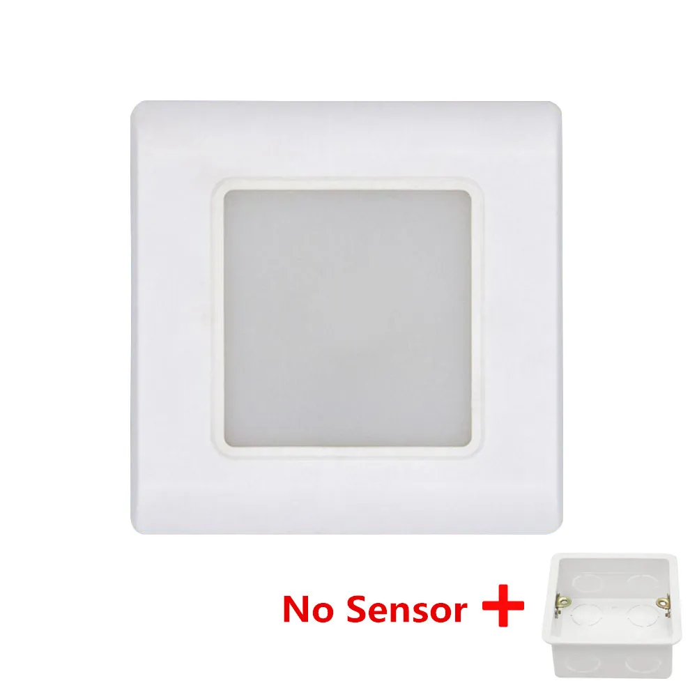 No Sensor 10 шт./лот, датчик движения, светодиодные Лестничные фонари, Инфракрасные Индукционные светильники для человеческого тела, встраиваемые ступеньки, лестницы, настенные светильники 220 В - Цвет абажура: No Sensor