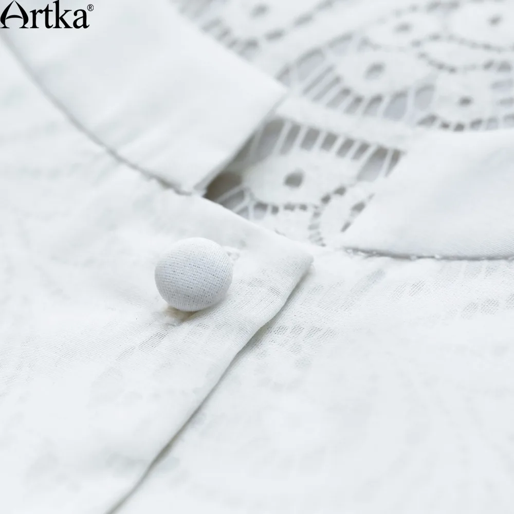 ARTKA Женская Осенняя Новая мода белое кружевное короткое пальто с круглым вырезом