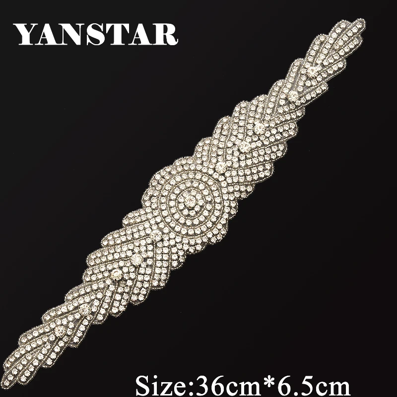 YANSTAR оптовая продажа (30 шт.) стразы аппликации для свадебного пояса Серебряные