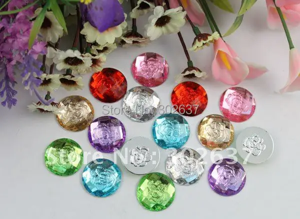 Бесплатная доставка 60 шт разноцветные цветы Акриловые стразы круглые с плоской