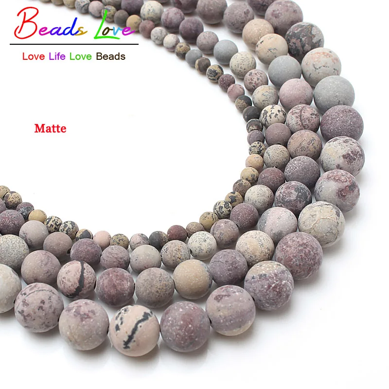 Flower Stone С тусклой полировкой, матовая Агаты Jada Круглые бусины для изготовления ювелирных изделий Натуральный камень браслет "сделай сам" Цепочки и ожерелья 4/6/8/10 мм 15'' - Цвет: Flower Stone