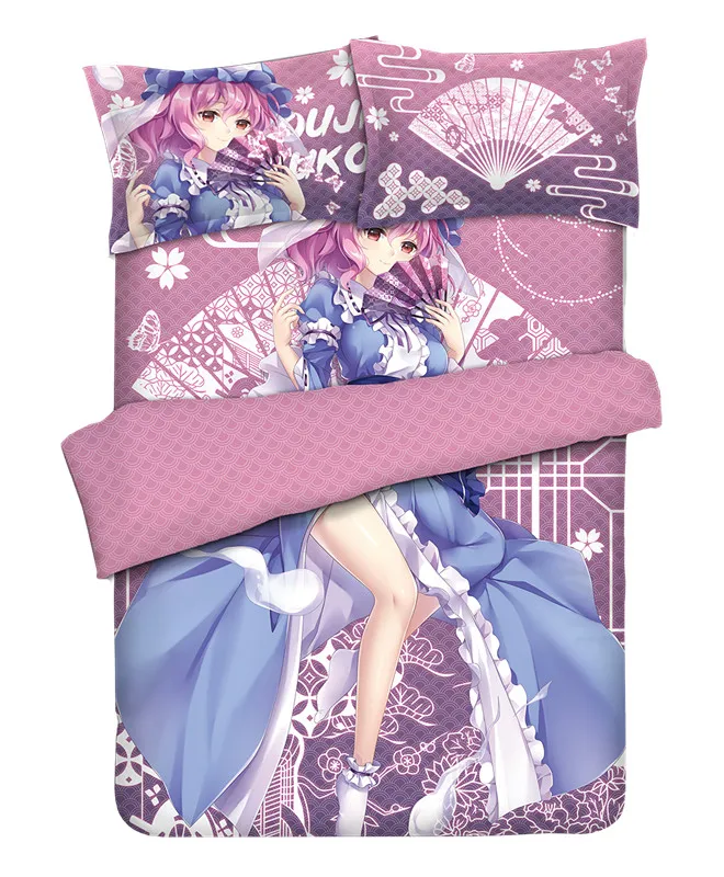 Комплект постельного белья с рисунком из Аниме TouHou Project Saigyouji Yuyuko пододеяльник и наволочки комплект 4
