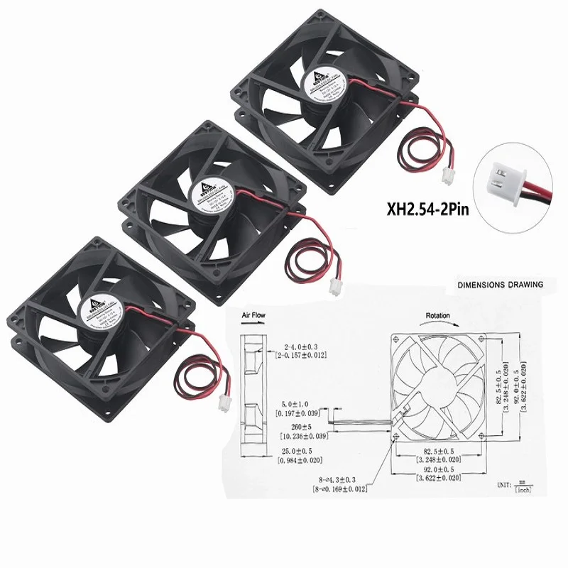 5 шт. Gdstime 2Pin 12 вольт защитного стекла 92x92x25mm 90 мм 9 см осевой турбомашина Двойной Клинок охлаждающий вентилятор 9225