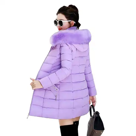 Зимняя женская длинная куртка, зимнее пальто, женская теплая парка с воротником из искусственного меха, верхняя одежда, пуховик, зимняя курт...