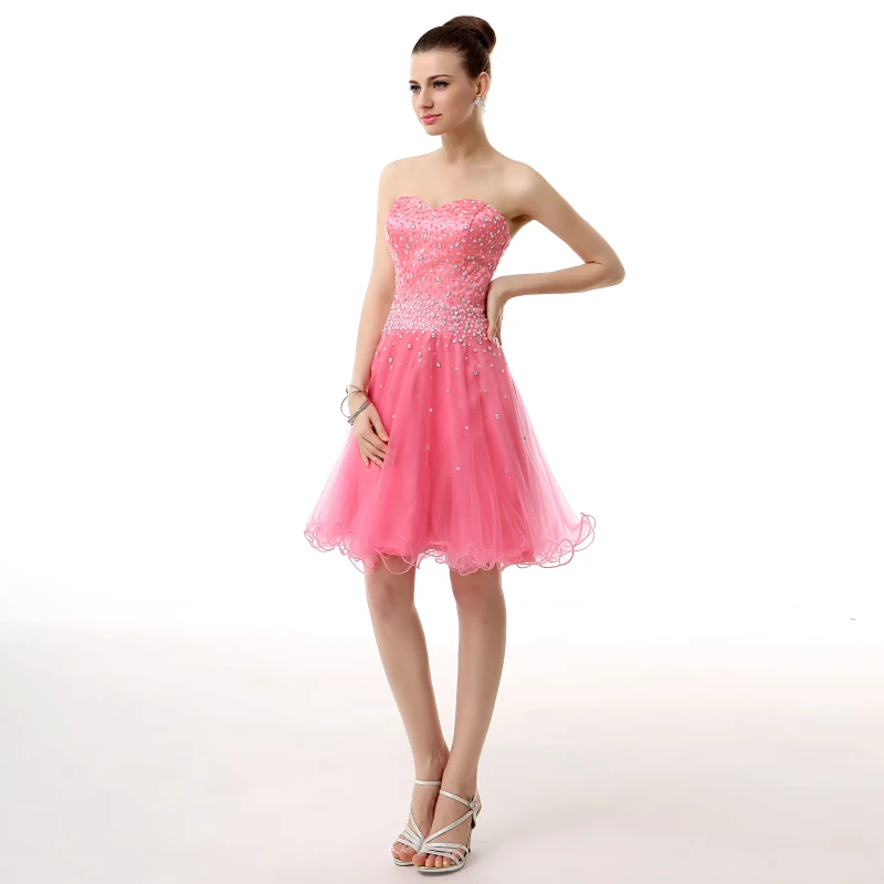 Forevergracedress 2017 линия розовый цвет Homecoming платье без рукавов Милая Тюль Короткое