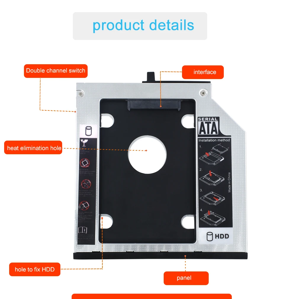 TISHRIC 9,5 мм SATA 3,0 HDD Caddy чехол Box HDD 2,5 SSD корпус для lenovo ThinkPad T400s T400 T410 T410s T420sT430s T500