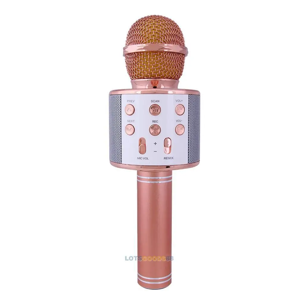 Розовый Новые поступления faroot WS-858 4 цвета ручной KTV караоке микрофон беспроводной микрофон-динамик семья микрофон - Цвет: Розовый