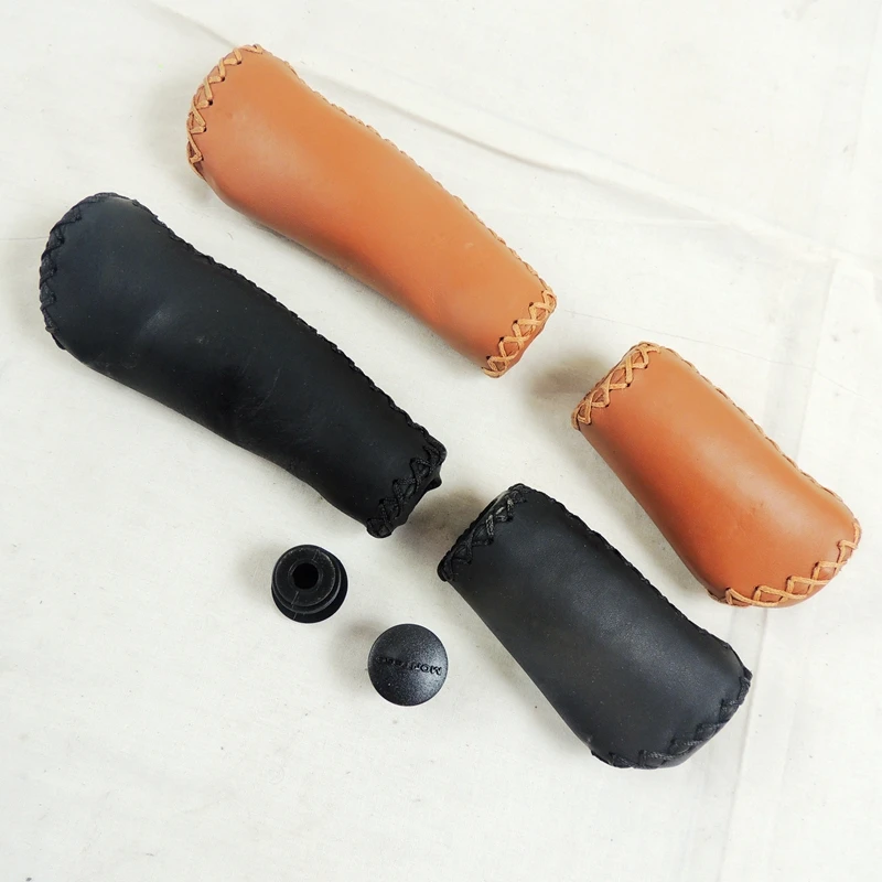 

cool price 135mm 95mm 22.2mm real leather short and long mtb folding bike grips