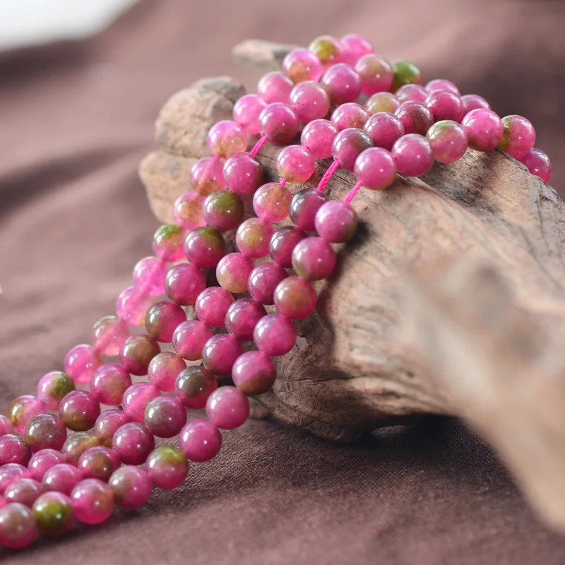Wholesale Natural 5A Watermelon tourmaline Round bead Stone Beads For Jewelry Making DIY Bracelet Necklace Strand Crystal | Украшения и