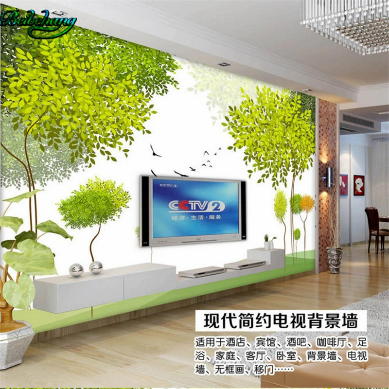 

Пользовательские фрески гостиной диван украшения обои свежий зеленый абстрактный пейзаж ТВ фон декоративная живопись
