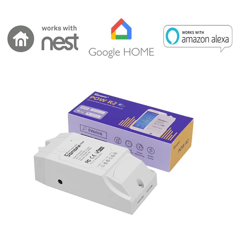 Sonoff Pow R2 беспроводной умный переключатель Wi-Fi ВКЛ/ВЫКЛ 16А с измерением тока в режиме реального времени и потреблением 3500 Вт на IOS Android