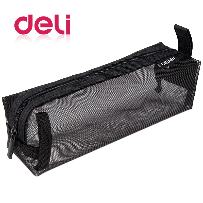 Deli 1 шт. прозрачная сумка для карандашей черная газовая большая емкость студентов