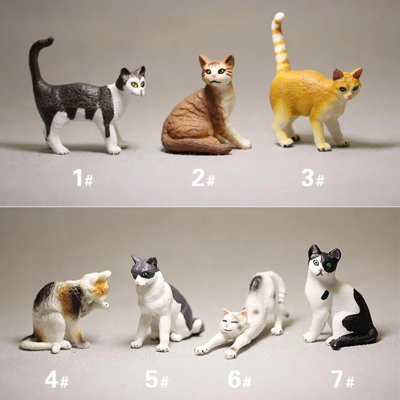 Цельная модель мини кошки животного маленькая пластиковая игрушечная кошка