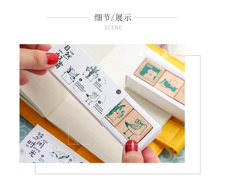 Vintage Cartoon cute cat DIY wooden rubber stamps set for scrapbooking stationery scrapbooking standard stamp