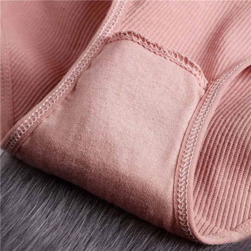 Women Vertical Striped Cotton Panties Elastic Crotch Lingerie Female Mid Waist Breathable Briefs Intimates Underwear | Женская одежда