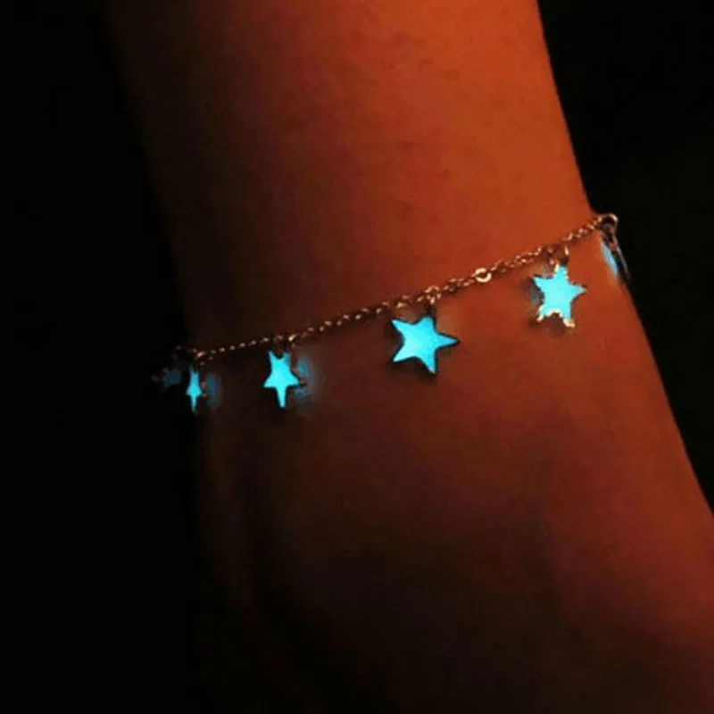 Boho Chain Leg Bracelet Star Pendent Anklets For Women Glow In Dark Anklet Bracelet Jewelry Enkelbandje tobilleras pulsera para