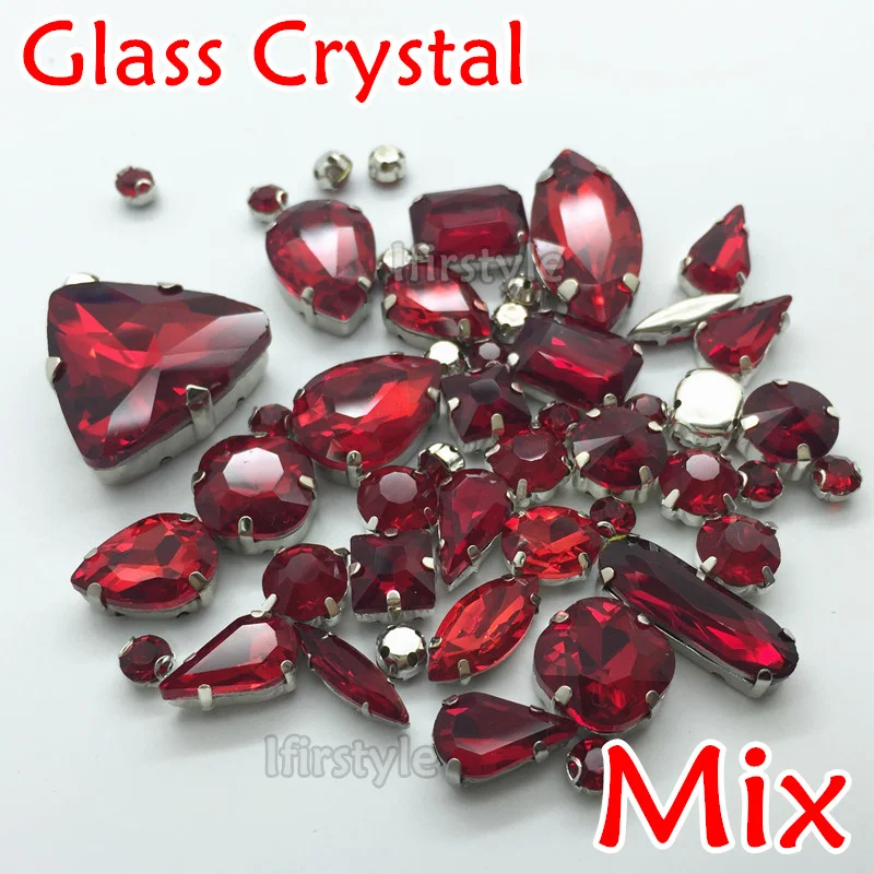 Стеклянный фантазийный камень Siam Red цвета с когтистой оправой для пришивания Navette Teardrop Rivoli Rectangle Oval Many Shapes Sewing Crystals.