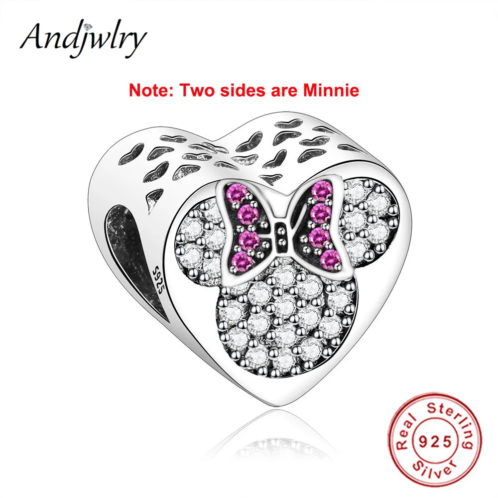 Ajw0464 Fit Pandora шармы 925 пробы серебро браслет бусины Микки, Минни шармы мультфильм бусины для изготовления ювелирных изделий Berloque - Цвет: Ajw0464