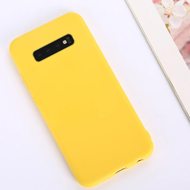 Силиконовые Карамельный цвет чехол для samsung Galaxy A10 A20 A30 A40 A50 A70 A60 чехол для samsung S10 плюс S10e 5g Мягкая обложка чехол - Цвет: Yellow