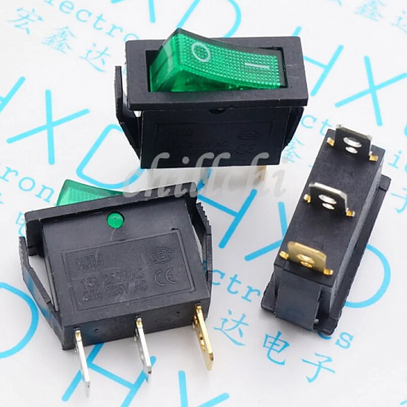 

100 шт./лот длинный тонкий зеленый 3 фута 2 шестерни 30*13,8 мм 16A выключатель питания KCD3 клавишный переключатель