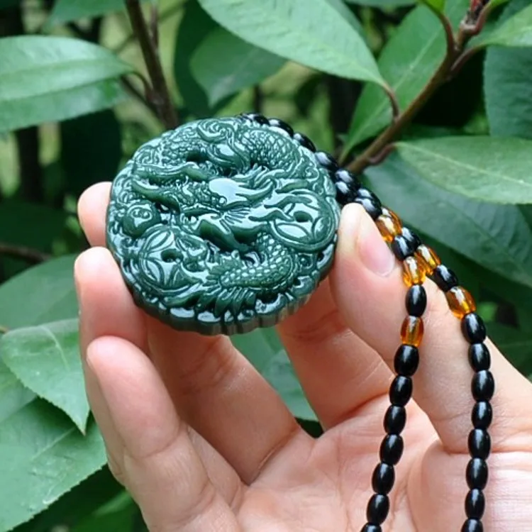 1 Xinjiang hetian jade Зодиак Жемчуг дракона 18 arhats ожерелье Кулон игра дракона - Цвет камня: 1