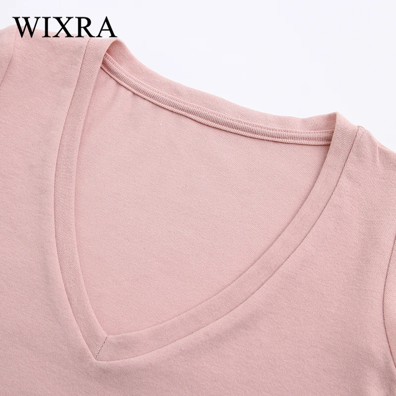 Wixra модная повседневная женская футболка с коротким рукавом и v-образным вырезом