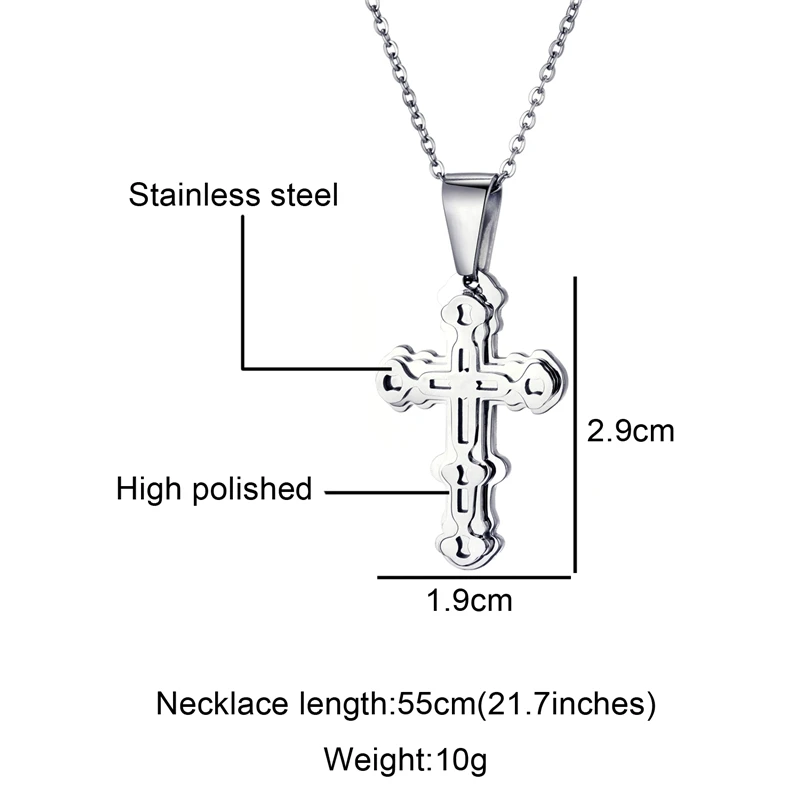 D&ampZ Silver Color Multilayer Cross Pendant Necklace For Men Women Christian Crucifix Chain gift | Украшения и аксессуары