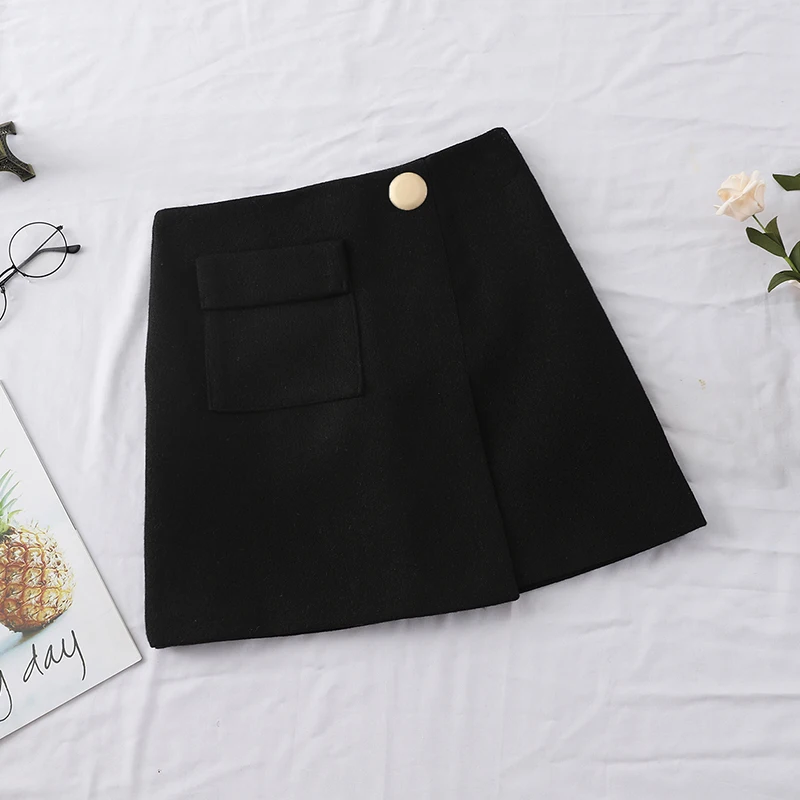 HELIAR Женская утолщенная шерстяная мини-юбка Ulzzang Harajuku винтажная юбка с высокой